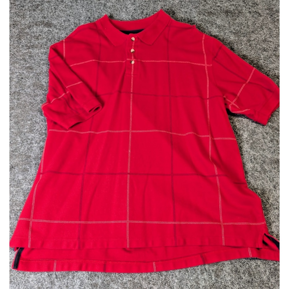 Austin Clothing Co Superior Performance Polo Shirt Men's XL Red Check Cotton